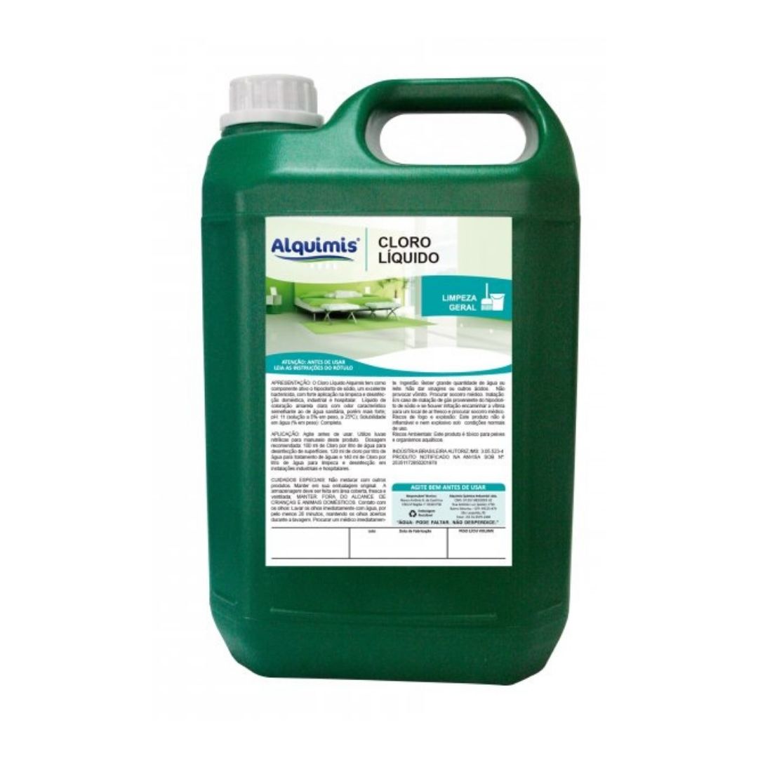 Descubra o Cloro Líquido 6%, uma potente solução de desinfecção com Hipoclorito de Sódio, ideal para limpeza de superfícies e tratamento de água de piscinas. Com eficácia comprovada na eliminação de germes e bactérias, este produto é indispensável tanto para residências quanto para estabelecimentos industriais e hospitalares. Disponível em embalagens de 5 e 50 litros, é versátil e prático para atender todas as suas necessidades de higiene. Mantenha seu ambiente limpo e seguro com o Cloro Líquido 6%.